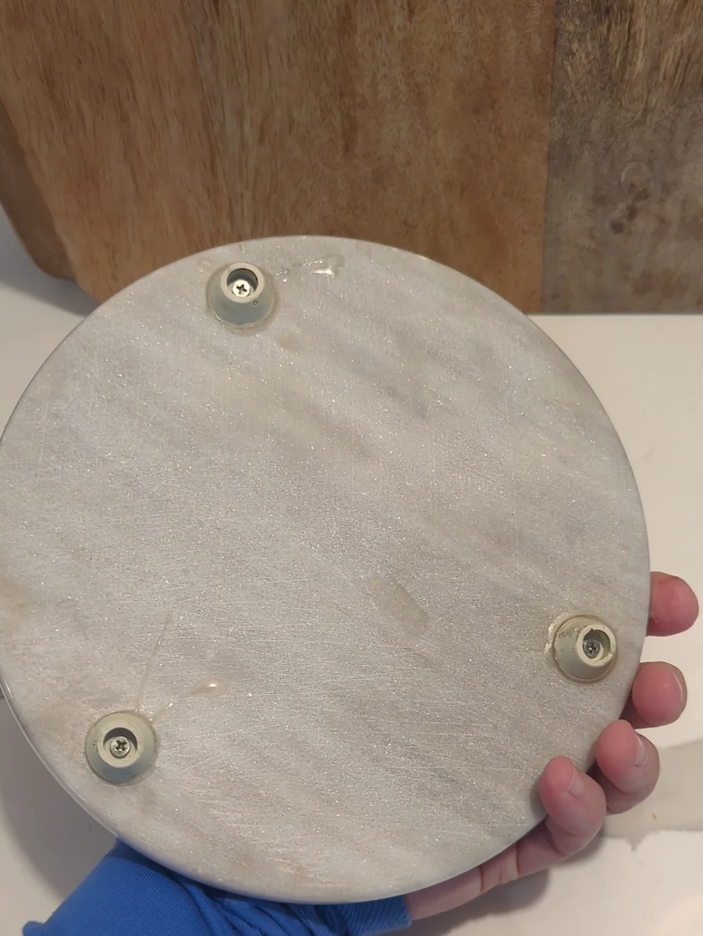 Dutch Garden Grey Marble & Glass Cloche Cheese Dome Keeper Tray Platter Server